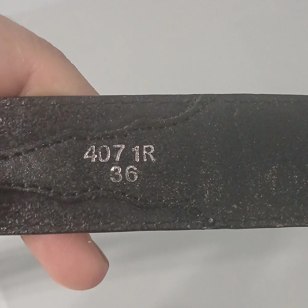 Black Leather Belt with Eagle Buckle, Pre-owned